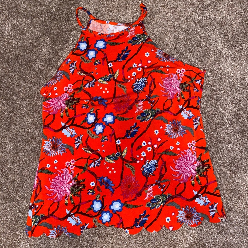 Red floral tank top